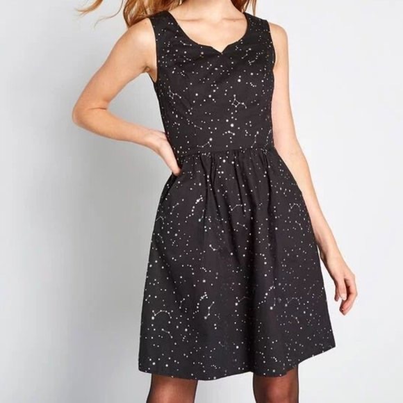 NWTs Modcloth Black Constellation Dress